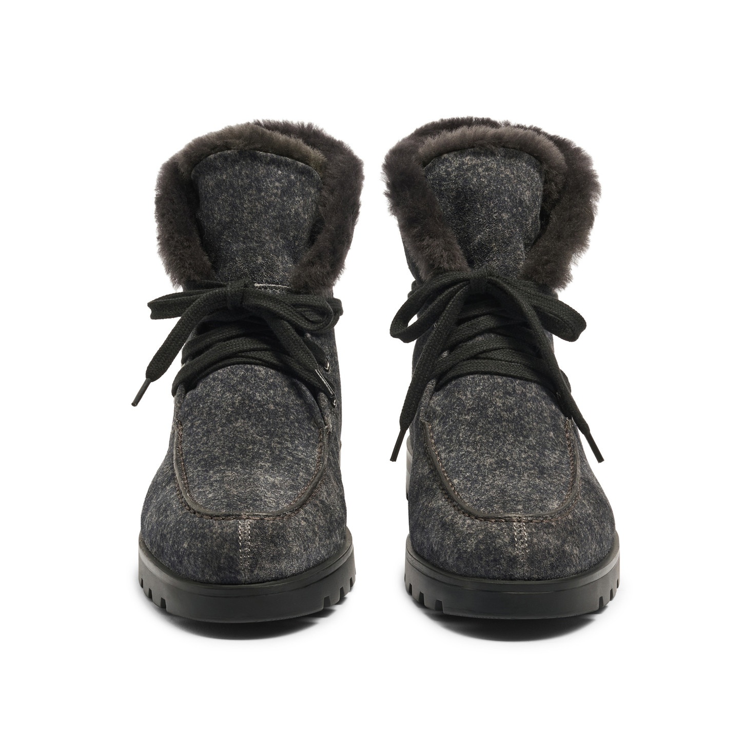 Women's grey suede ankle boot with fur - 4