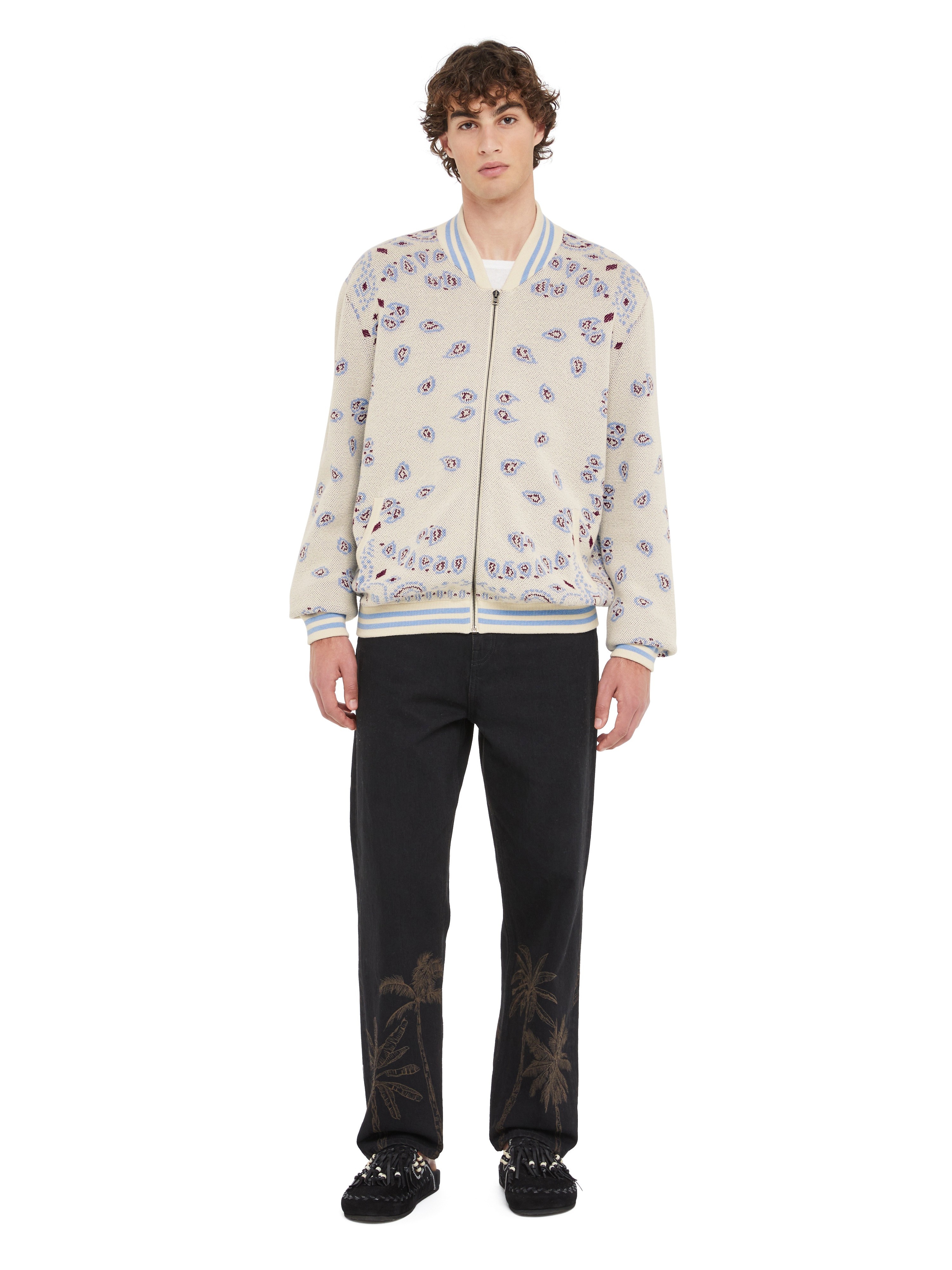 Bandana Piquet Jacquard Bomber Jacket - 4