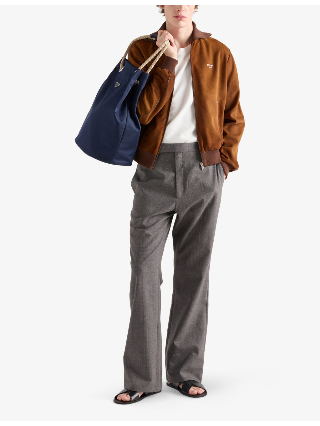 Logo-Print Regular-Fit Suede Jacket - 2