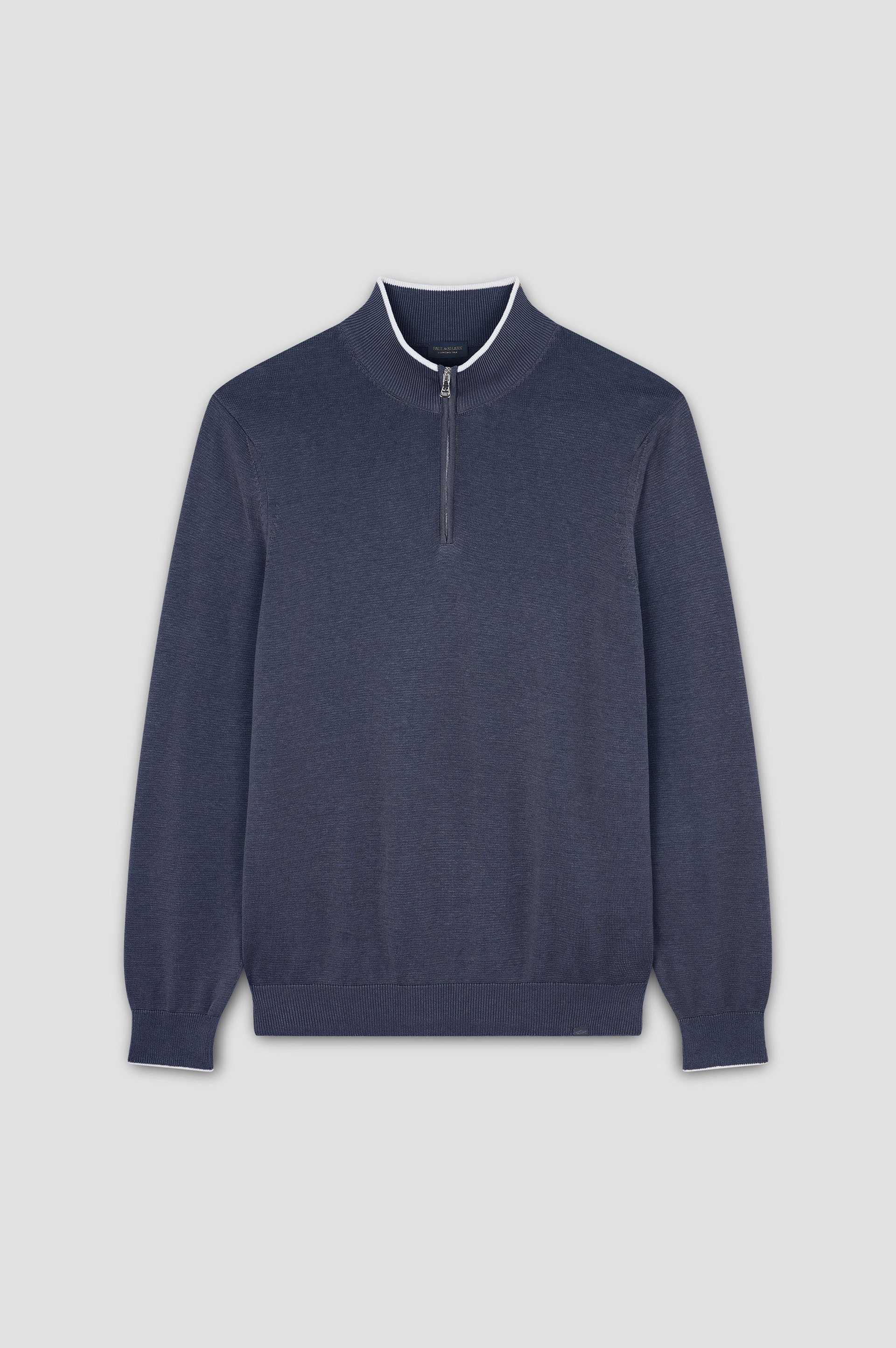 COTTON AND SILK SWEATER WITH CONTRASTING TRIMS - 1
