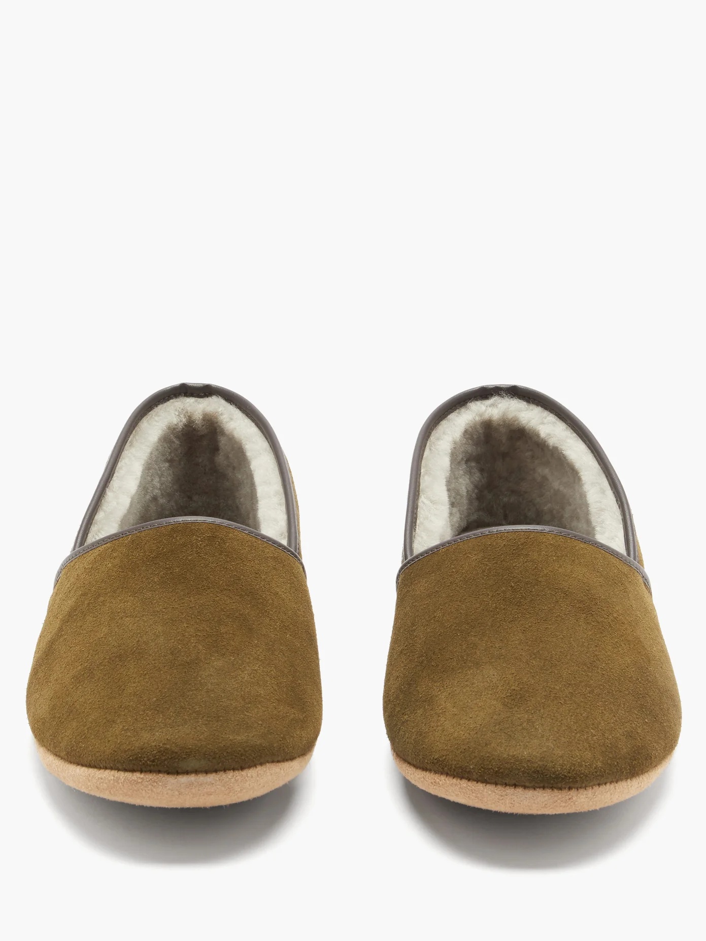 Crawford shearling-lined suede slippers - 5