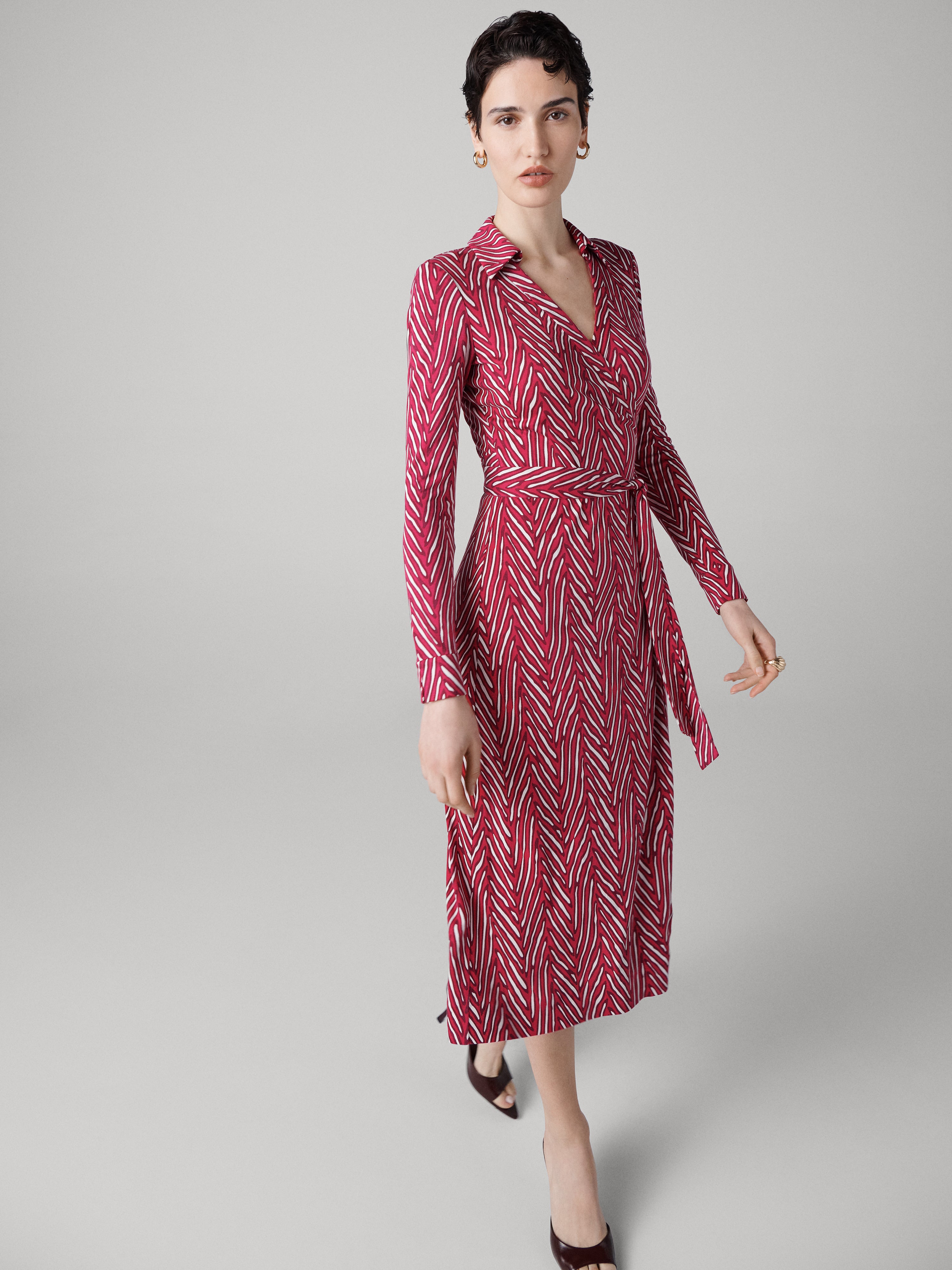 Abigail Silk Jersey Midi Wrap Dress - 4