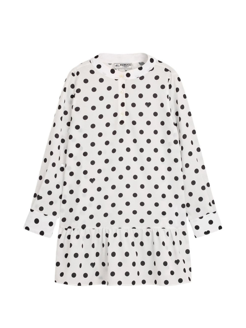Polka Dot Crepe de Chine Ruffled mini dress 1