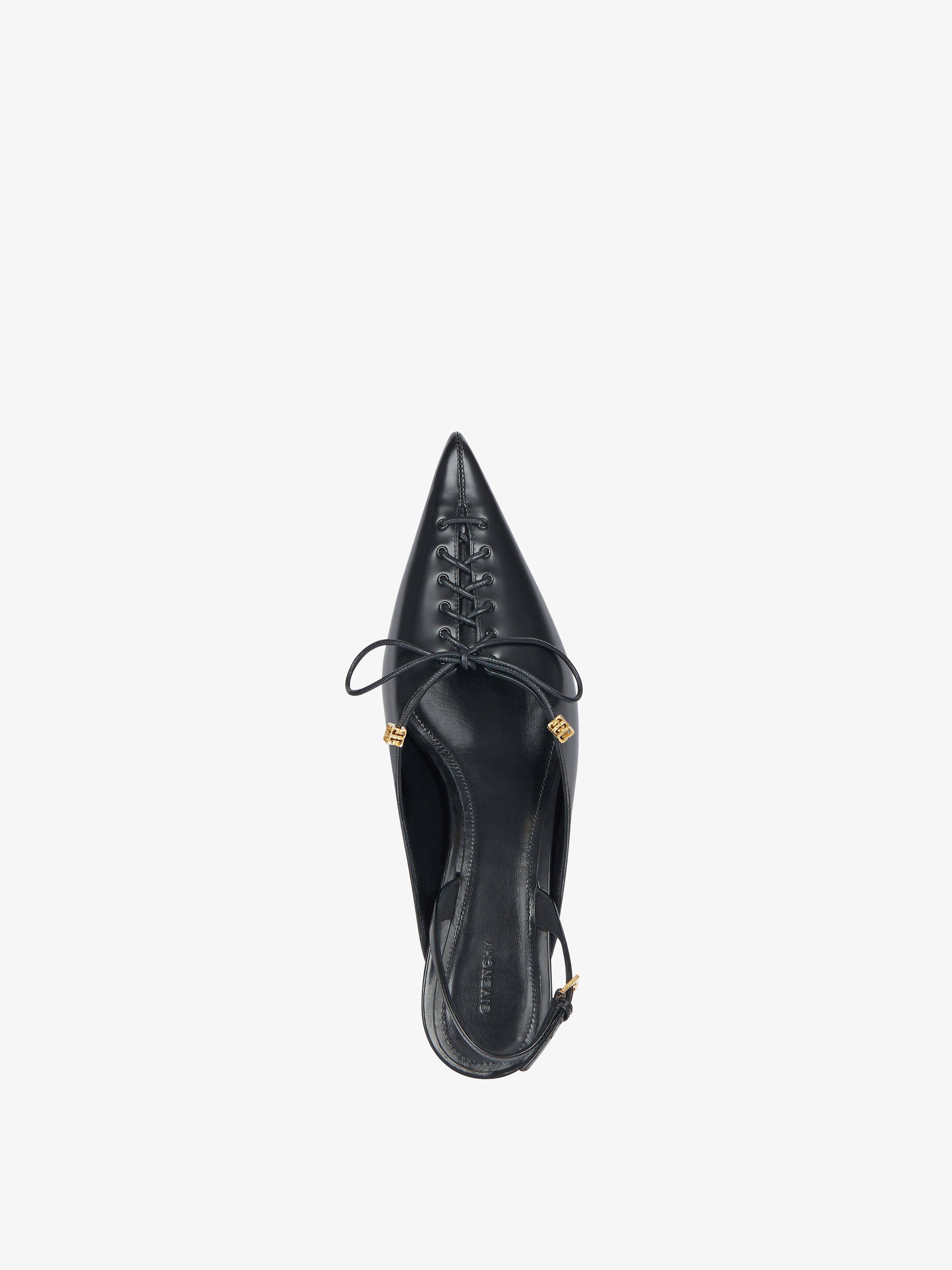 LACE-UP SLINGBACKS IN LEATHER - 4