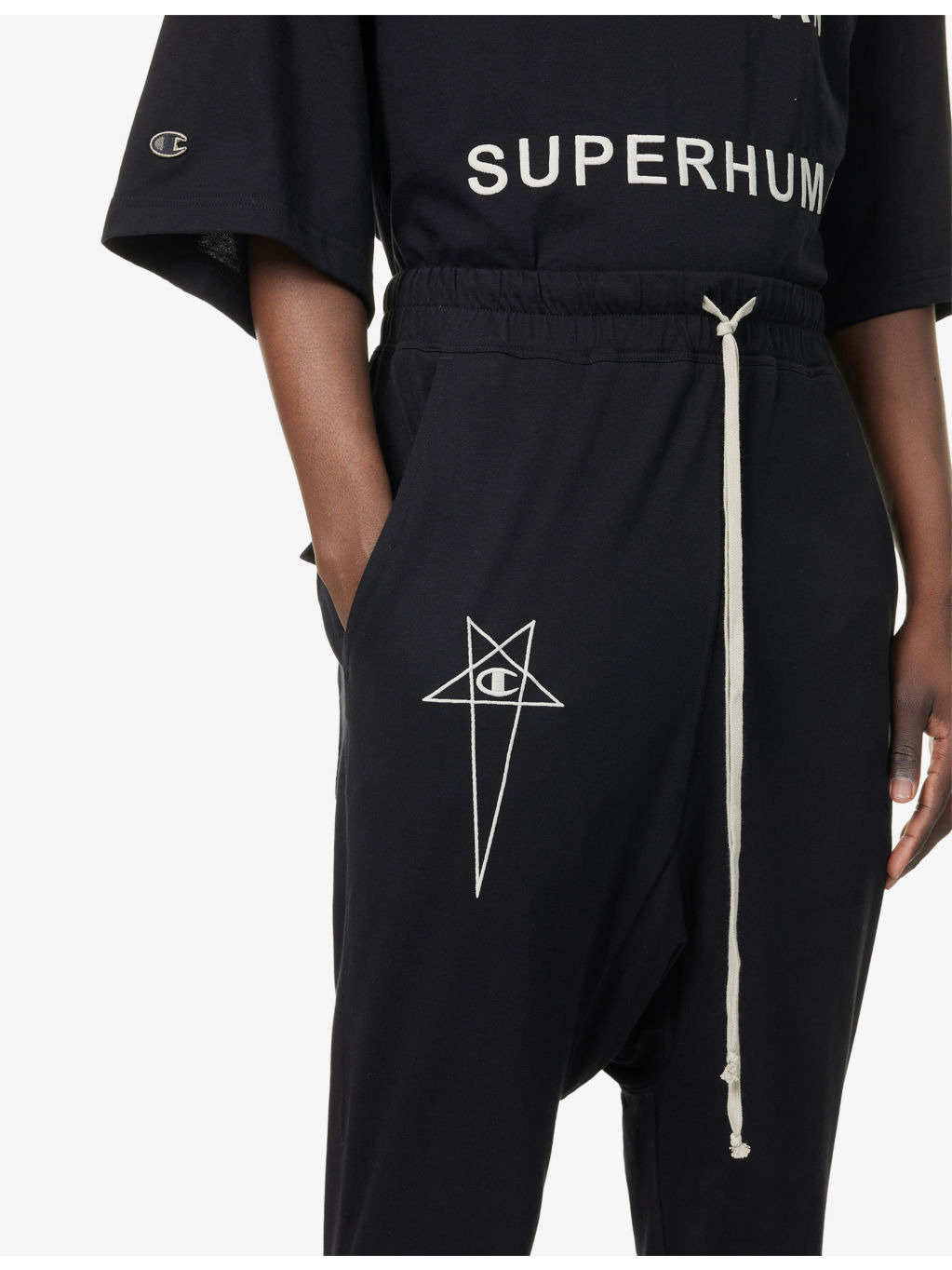 Rick Owens X Champion Logo-Embroidery Cotton-Jersey Jogging Bottoms - 5