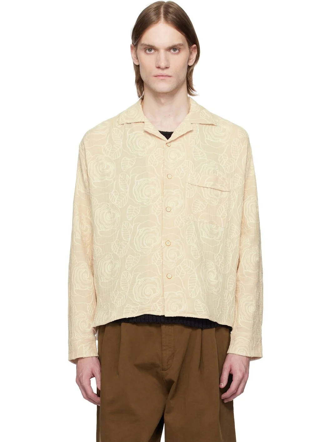 Beige Akito Embroidered Shirt - 1