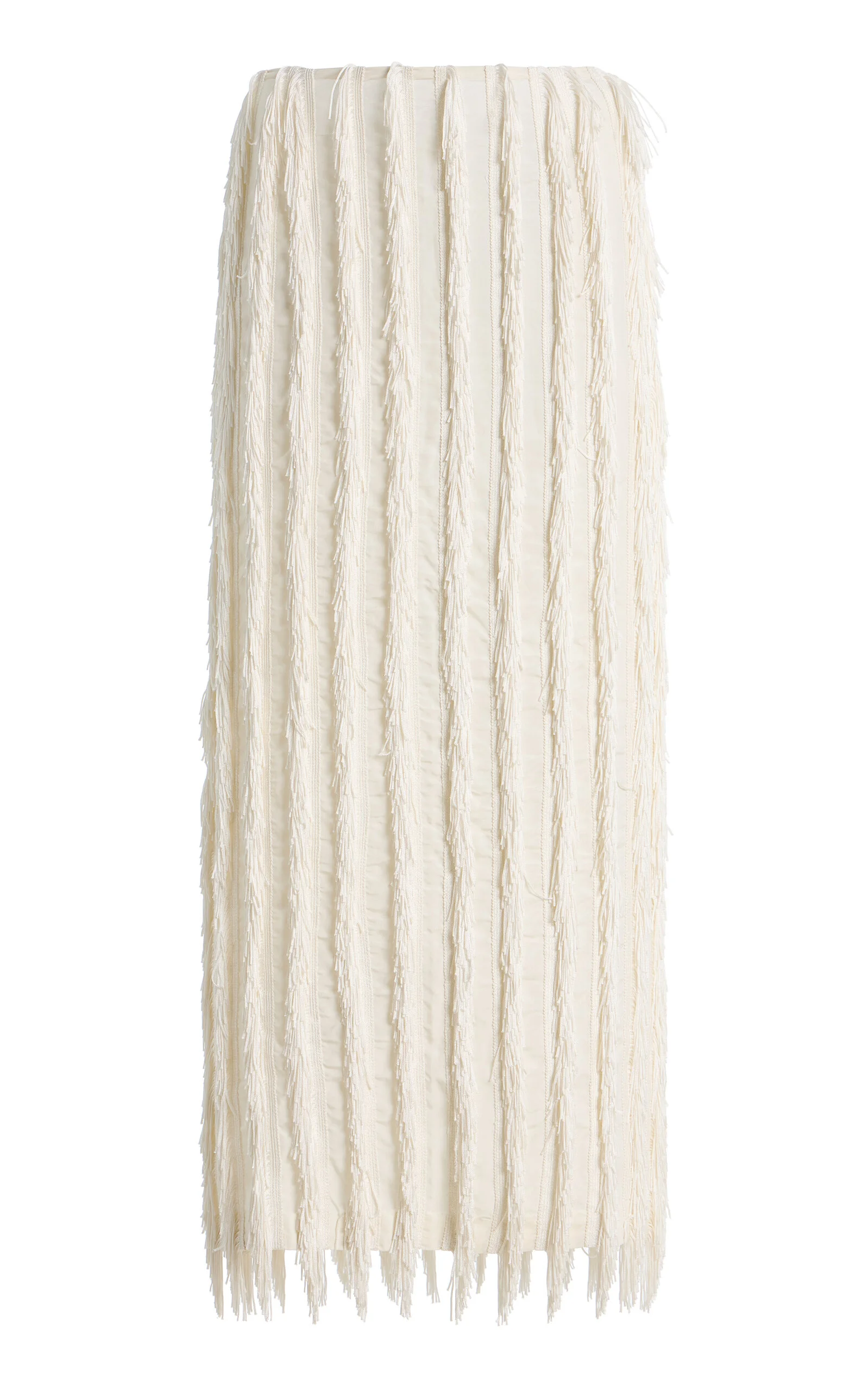 Jane Fringed Silk Maxi Skirt white - 1