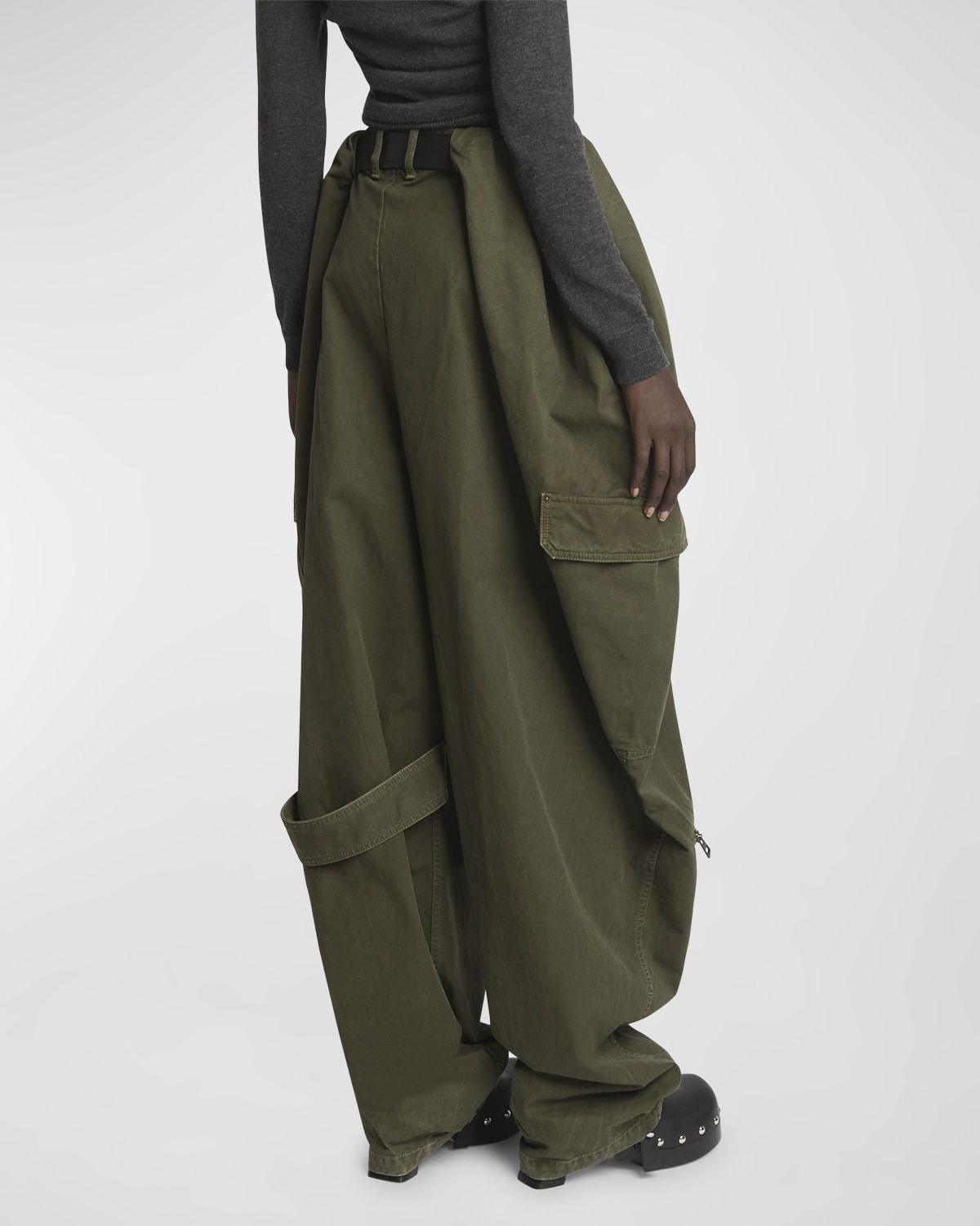 Wide-Leg Balloon Cargo Trousers - 6