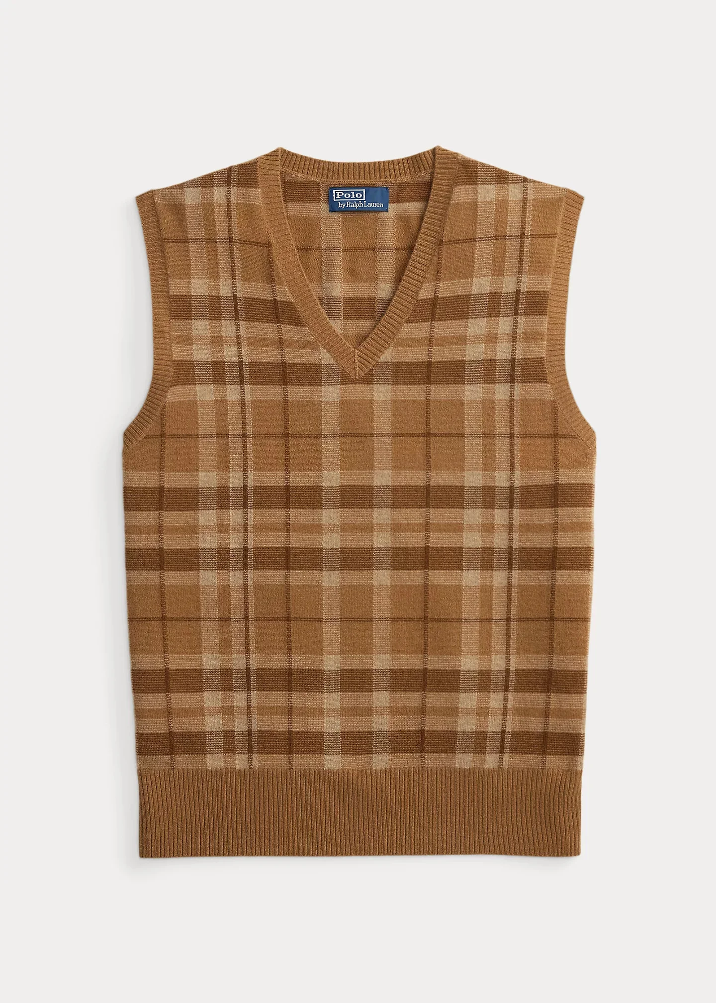 Plaid Cashmere Sweater Vest - 1