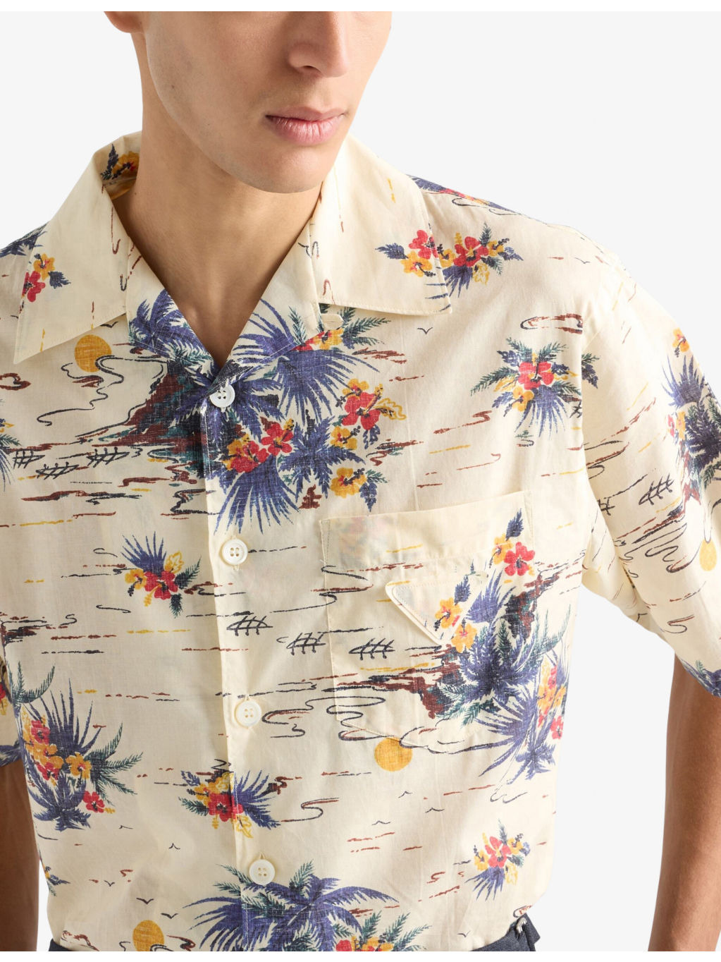 Printed Short-Sleeve Bowling Cotton Shirt - 3