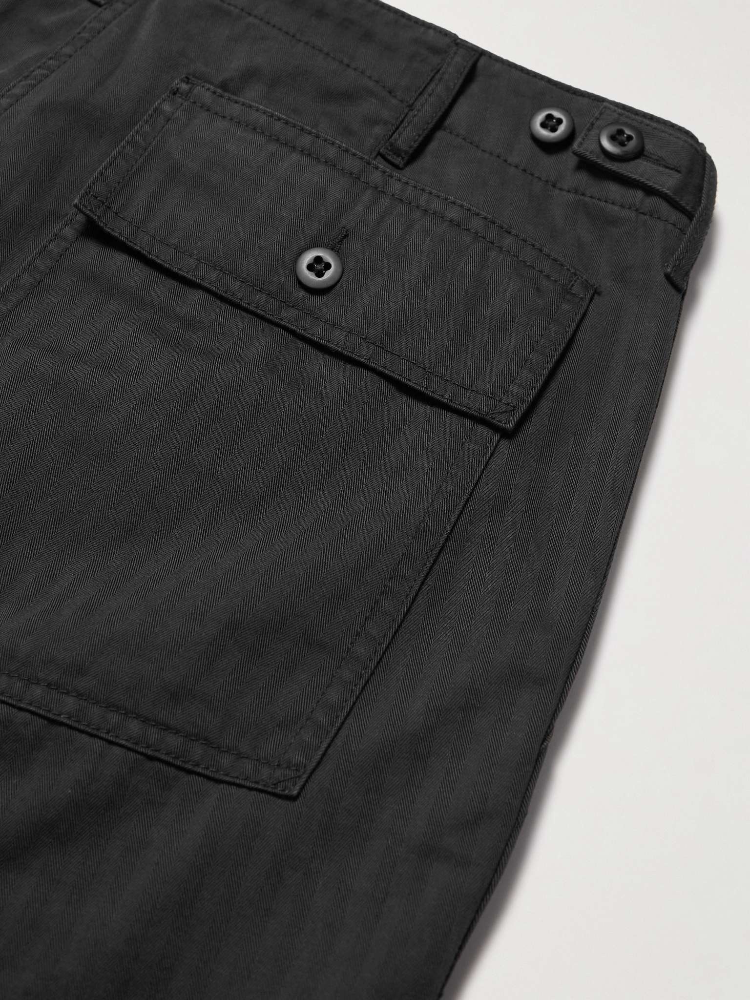 Straight-Leg Herringbone Cotton Shorts - 3