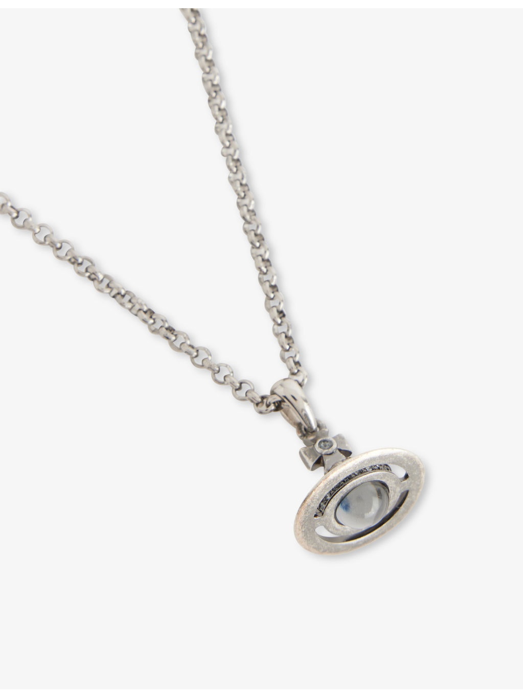 Man. New Petite Orb Platinum-Plated Brass and Crystal Pendant Necklace - 3