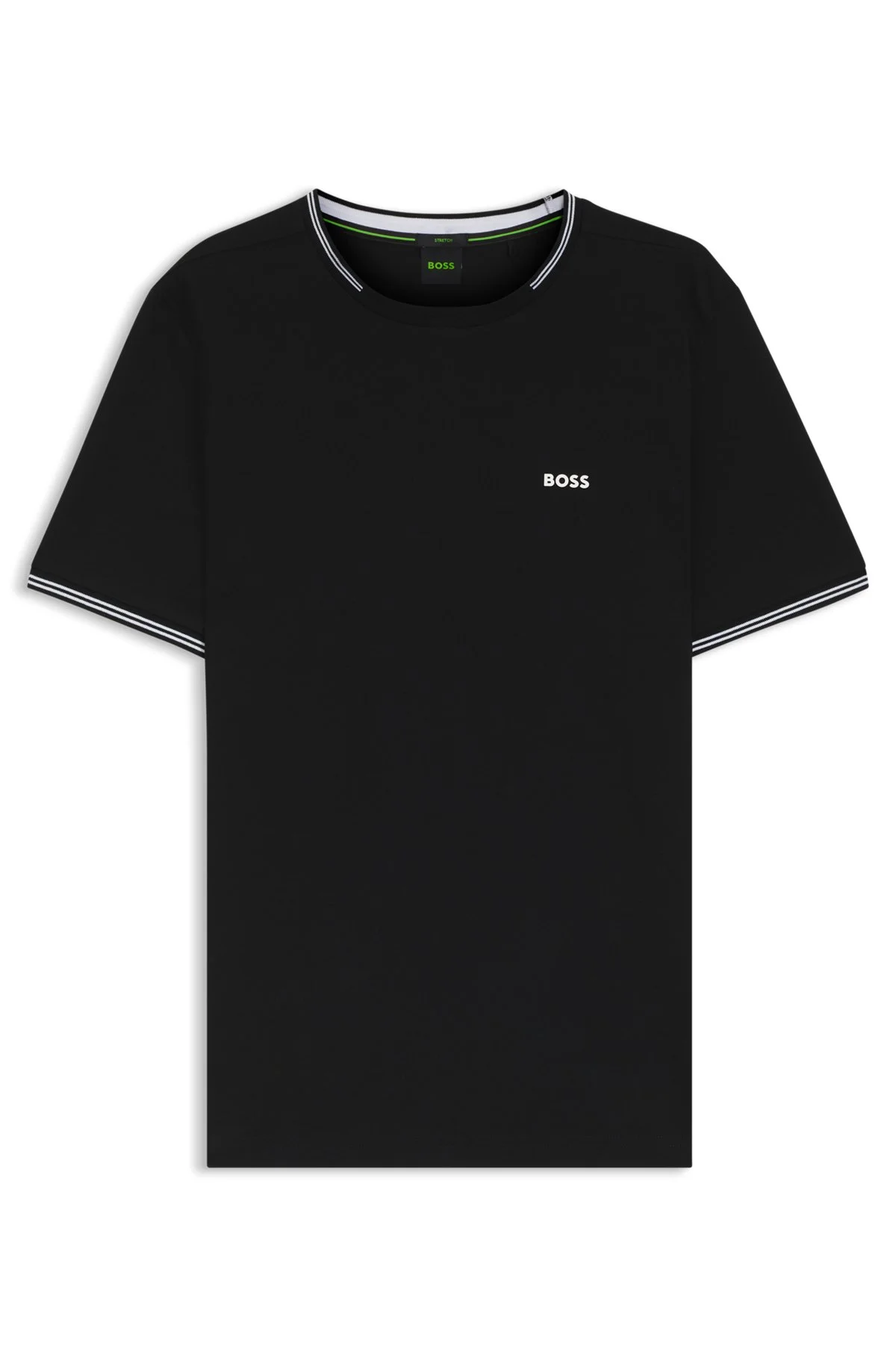 STRETCH-COTTON T-SHIRT WITH STRIPES AND LOGO - 1
