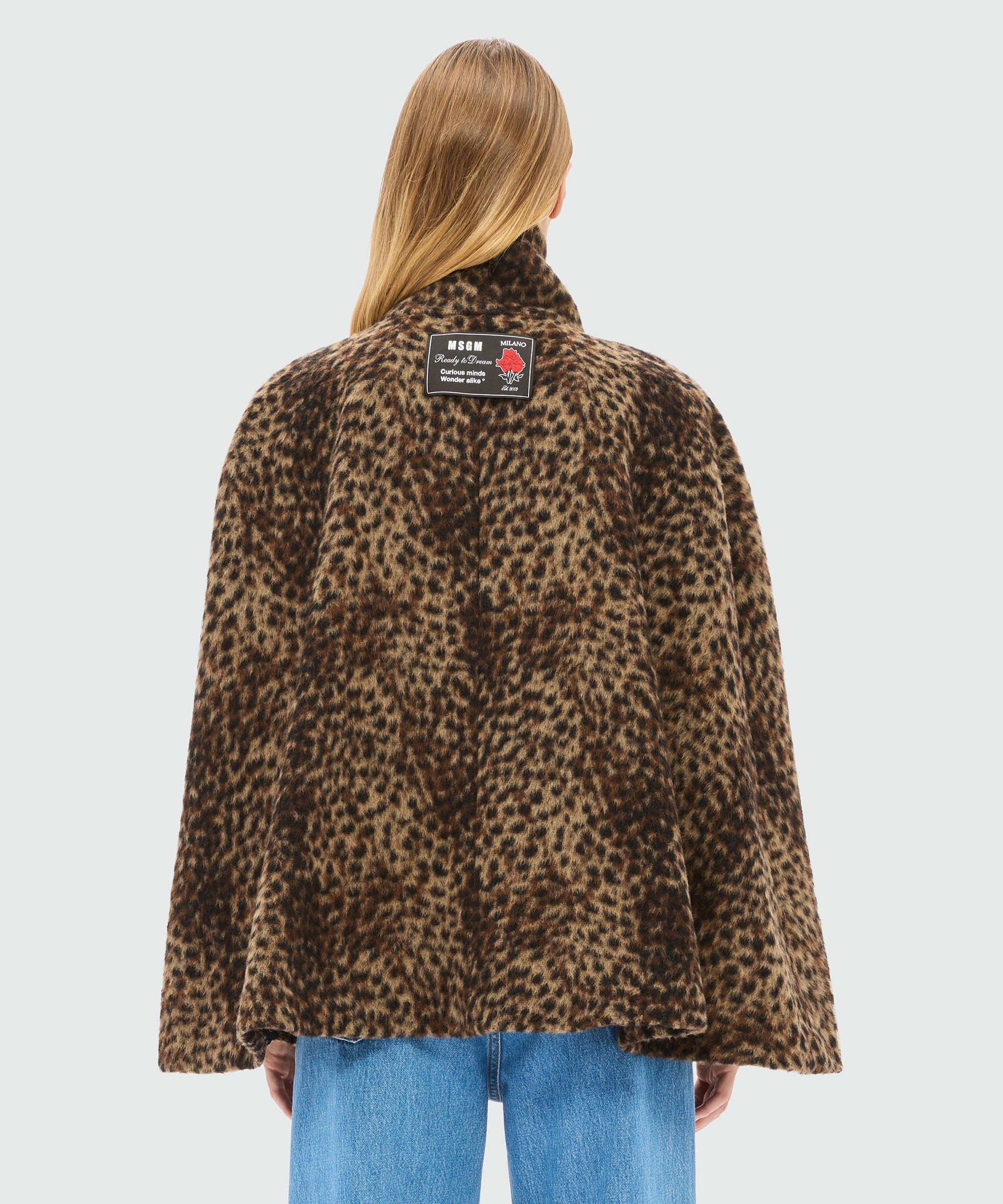 Woolen cloth cape with lynx-effect pattern - 3
