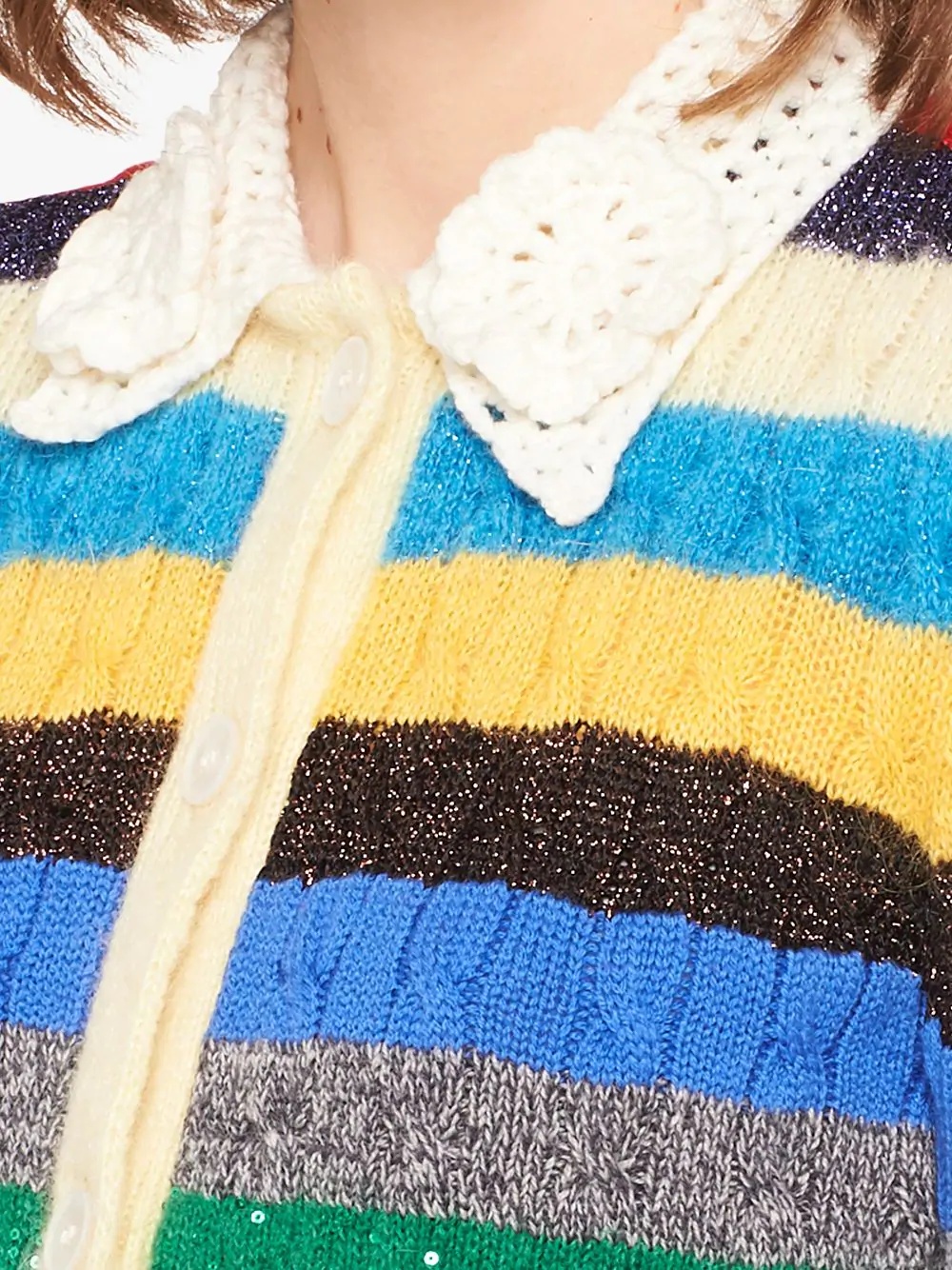 striped cable-knit cardigan - 5