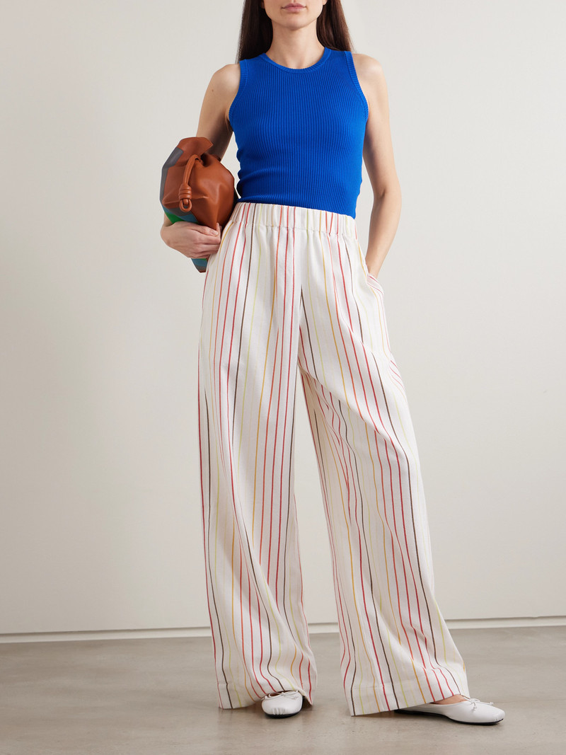 MARRAKSHI LIFE The Palazzo Striped Cotton Wide-leg Pants outlook
