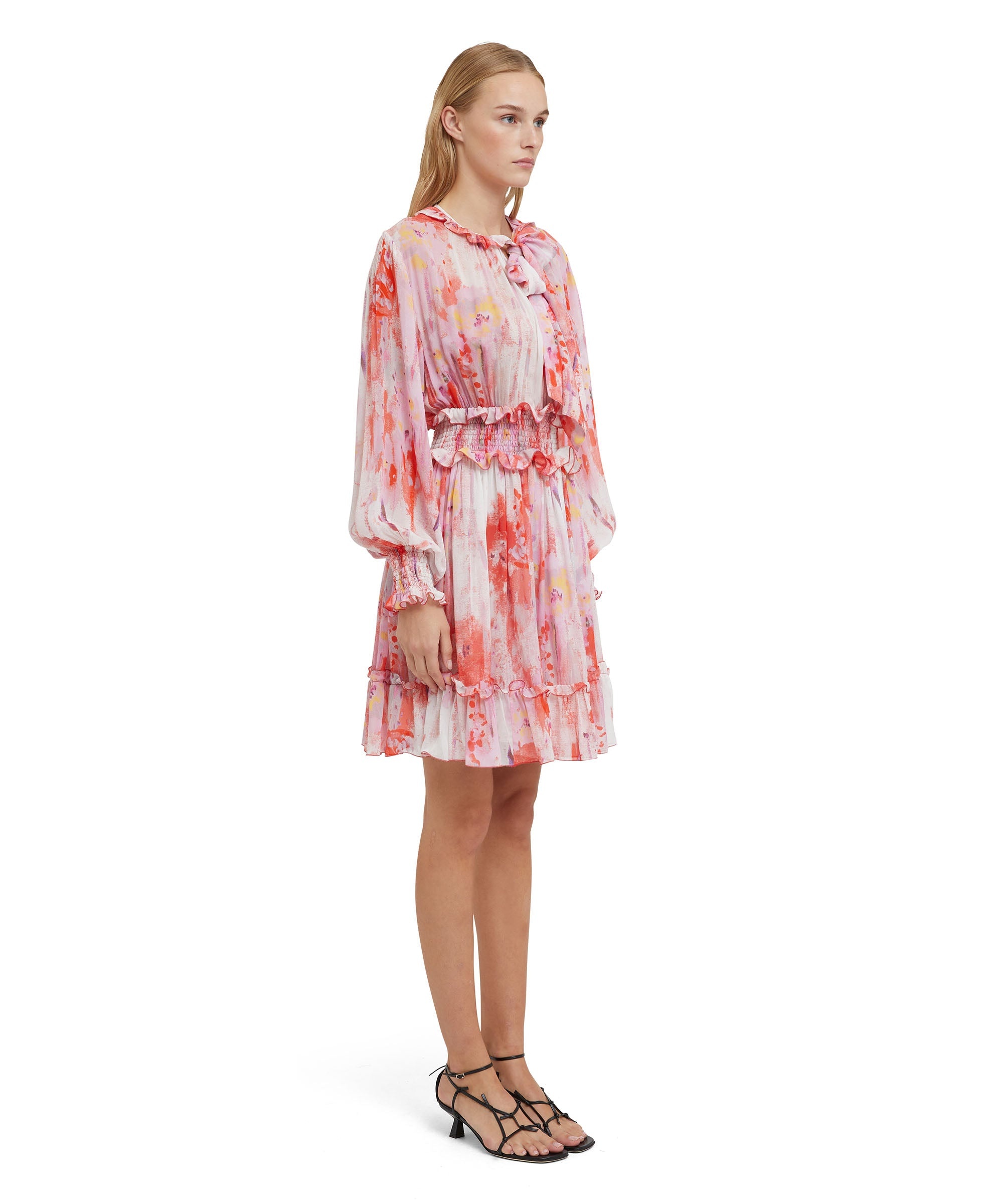 Short dress with georgette "artsy flower" print - 4