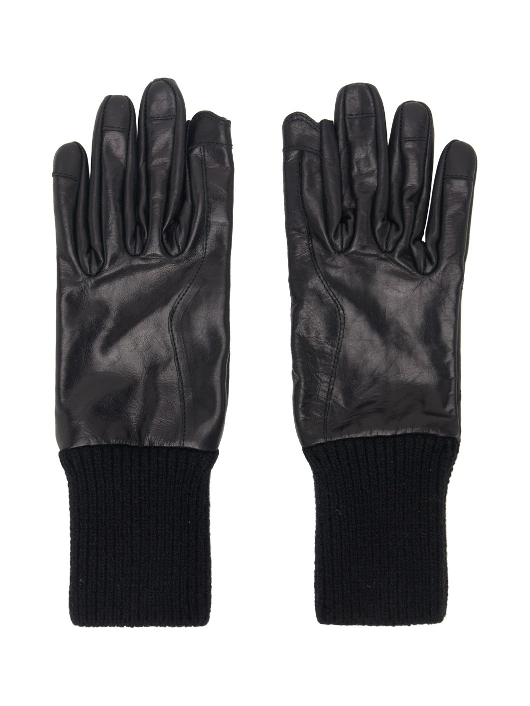 Black Short Ribcuff Gloves - 1