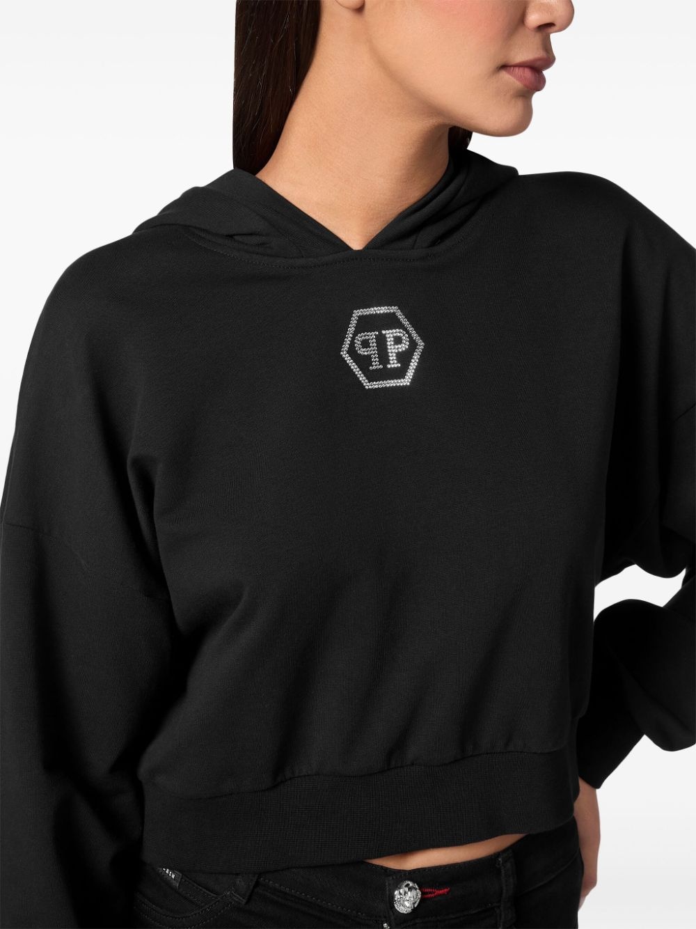 crystal-logo cropped hoodie - 5