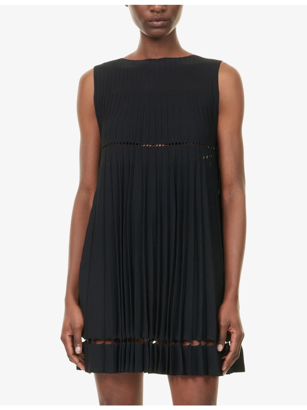 Pleats A-Line Knitted Mini Dress - 3