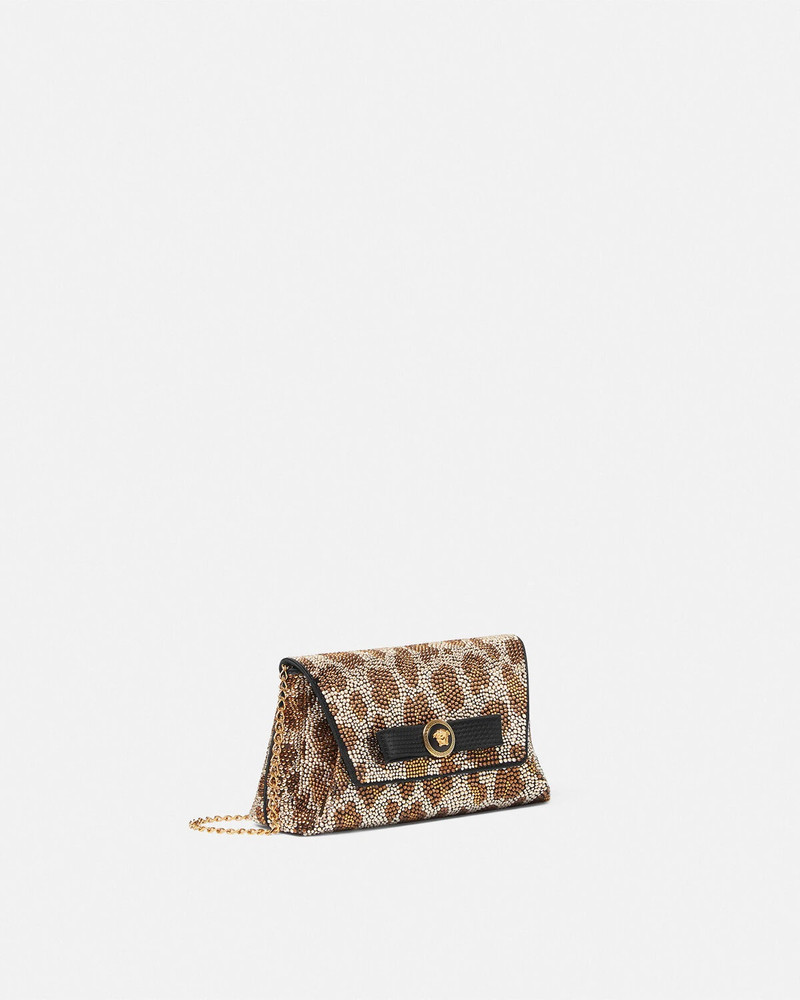 VERSACE Crystal Leopard Gianni Ribbon Clutch outlook