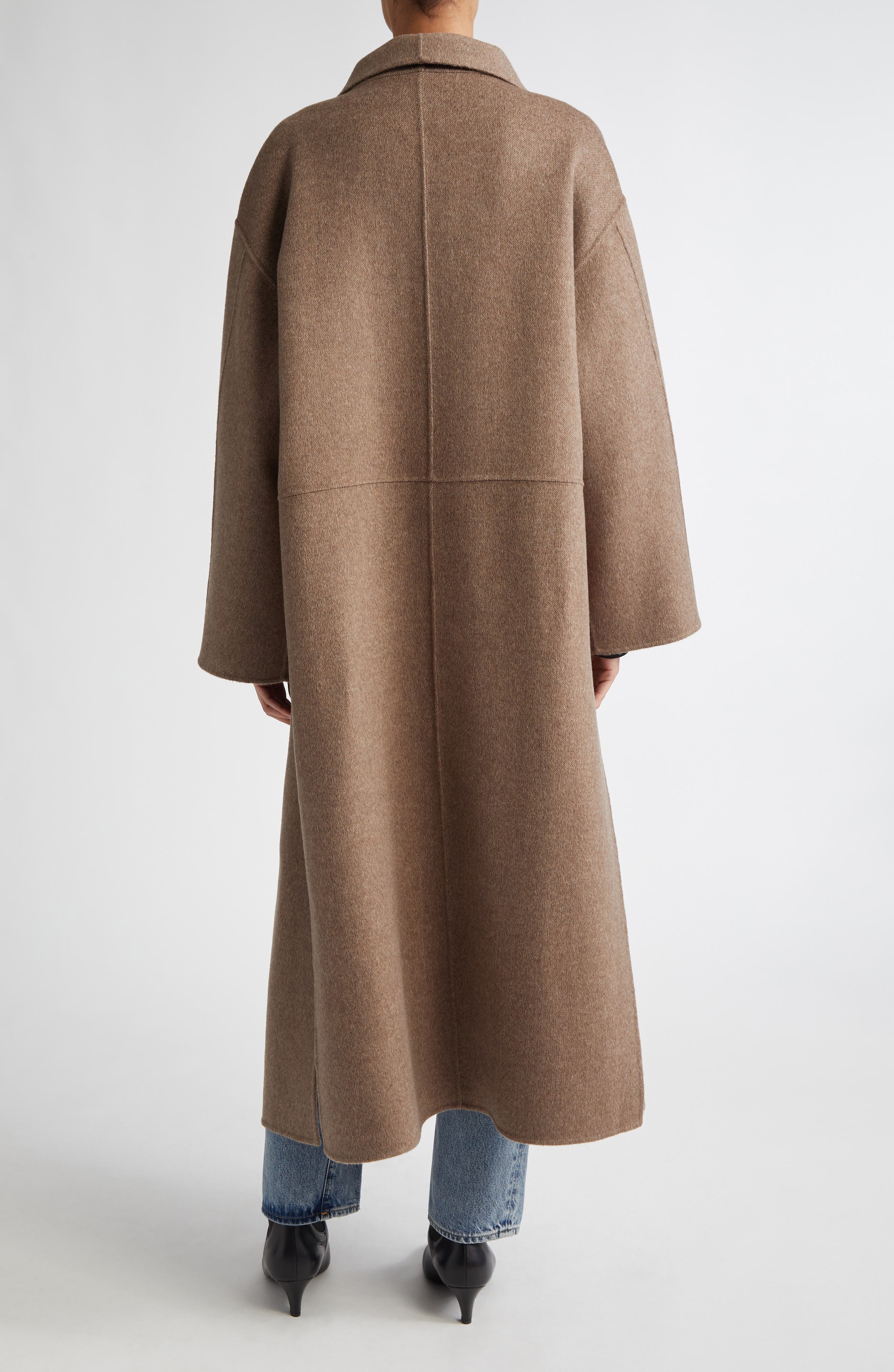TOTEME Signature Double Face Wool & Cashmere Coat in Oak Melange at Nordstrom - 4