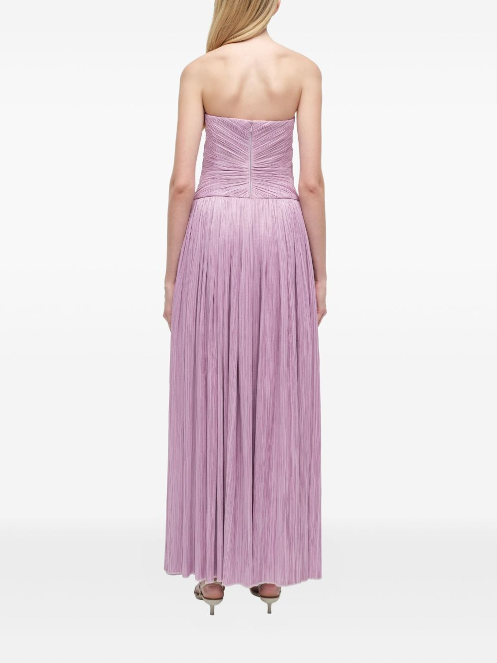 pleated strapless midi party gown - 3