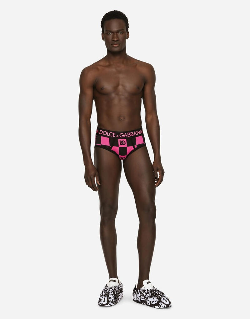 Dolce & Gabbana Damier-print jersey Brando briefs with DG logo outlook