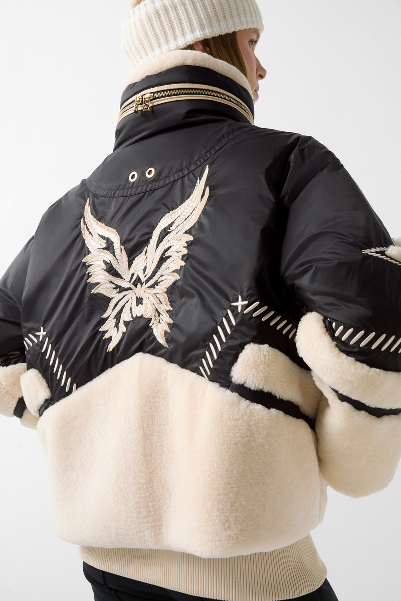 Amie down ski jacket in Black/cream 7