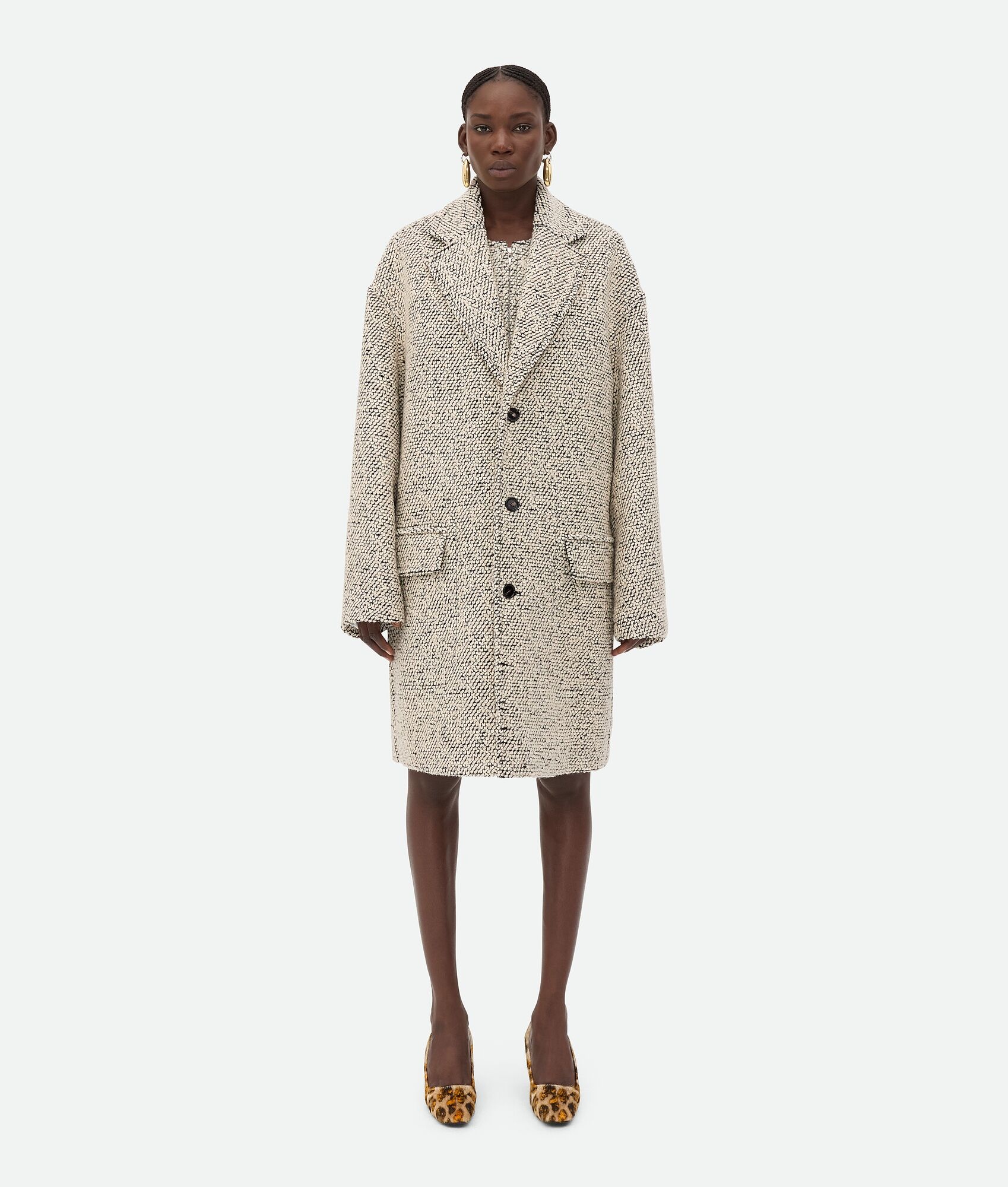 Bi-Color Wool Boucle Coat - 1