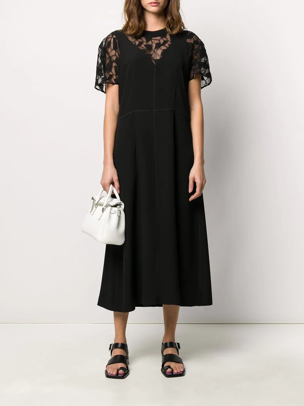 lace panelled midi dress - 2