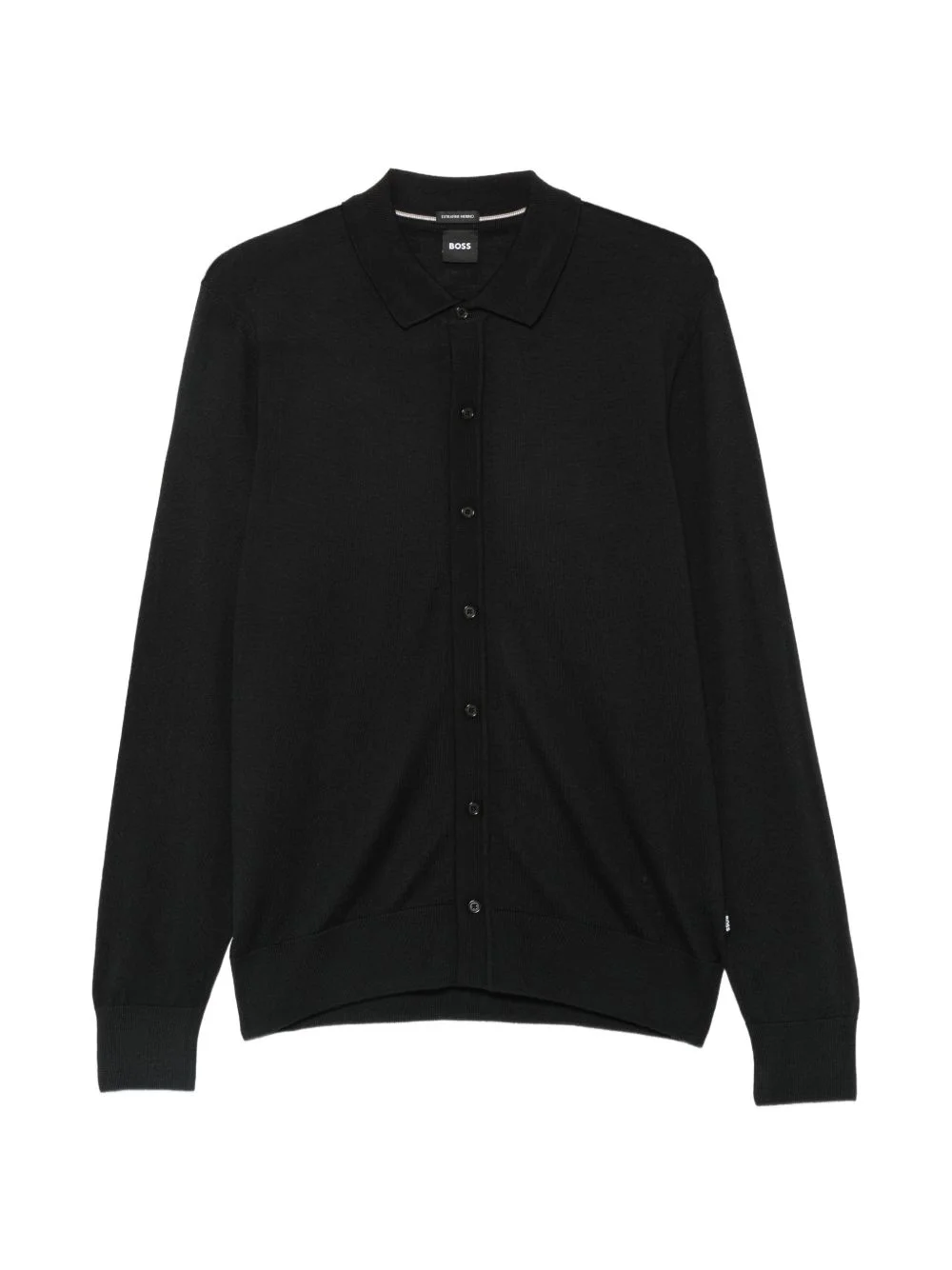 virgin wool cardigan with a polo collar - 1