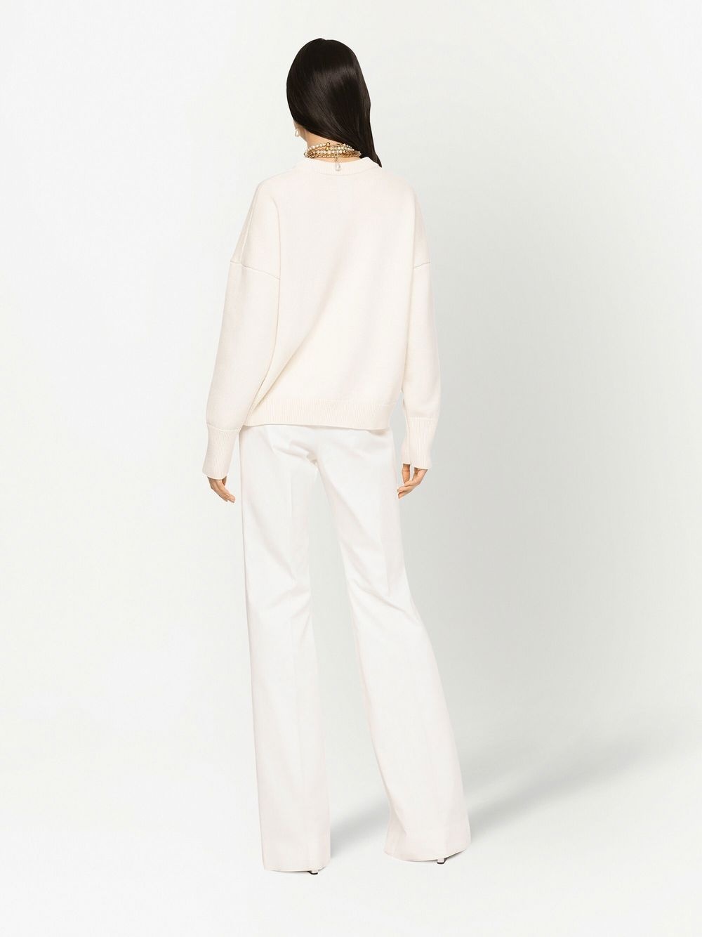flocked-logo cashmere jumper - 4