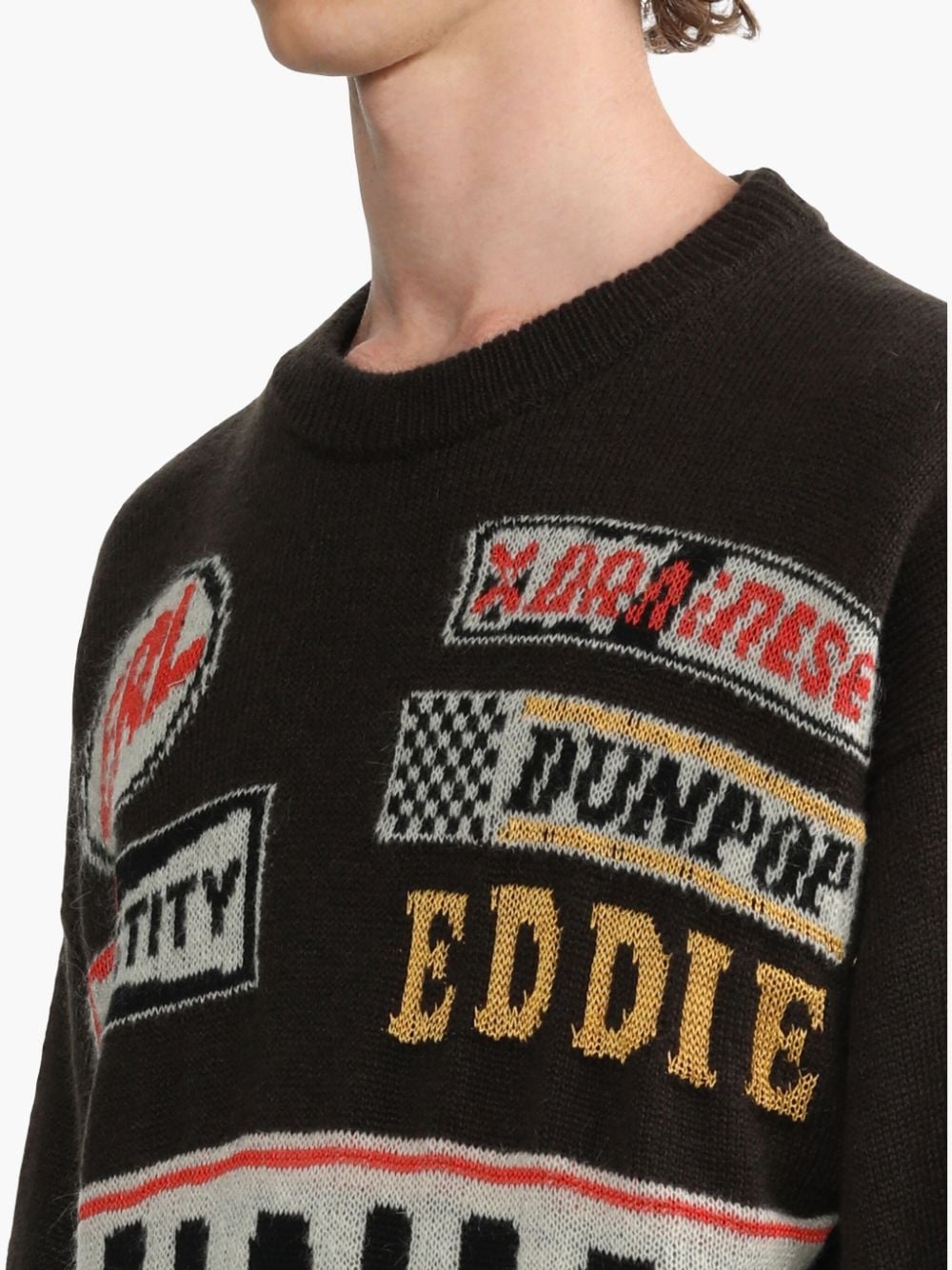 slogan-intarsia jumper - 5