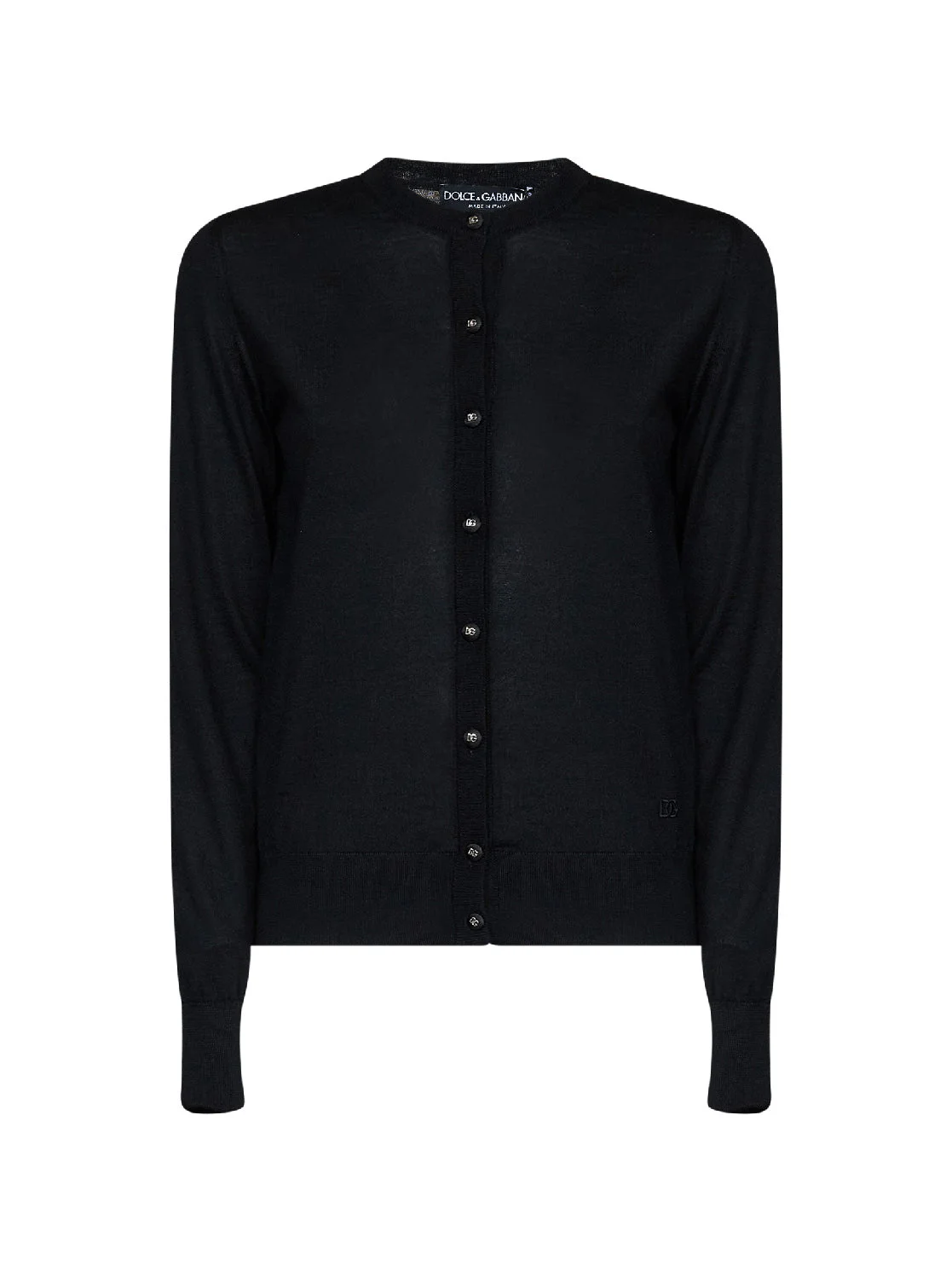 Black cashmere and silk knit cardigan with logo - 1