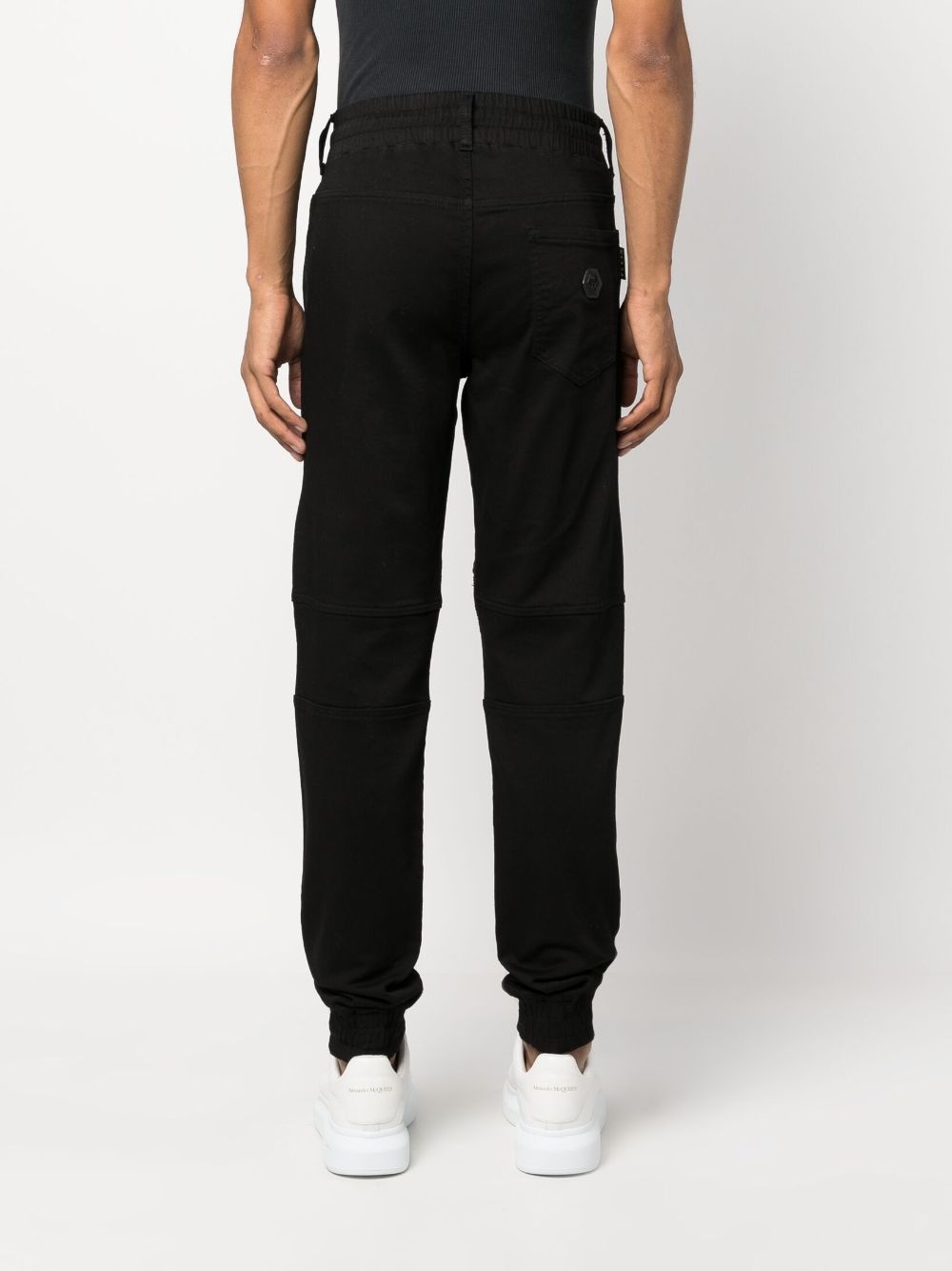panelled-design denim track pants - 4
