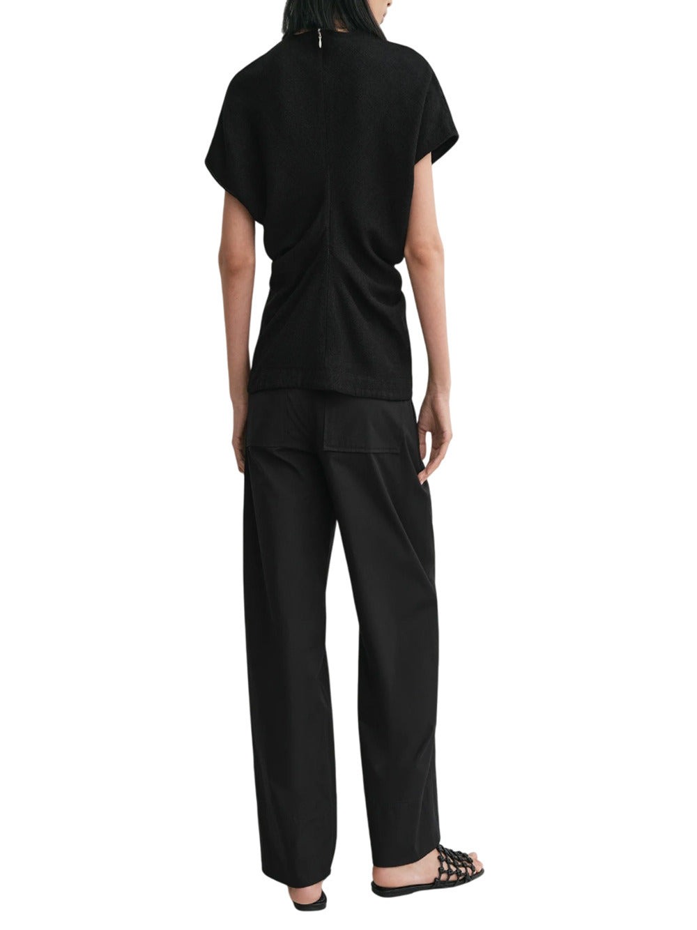Toteme Women Black Woven Low Rise Top - 4