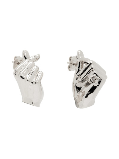 Y/Project Silver Mini Finger Heart Earrings outlook