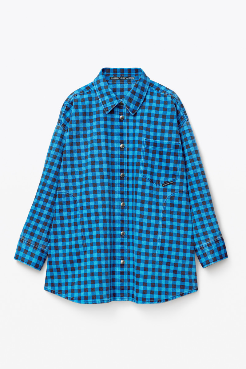 OVERSIZED SHIRT JACKET IN GINGHAM DENIM 1
