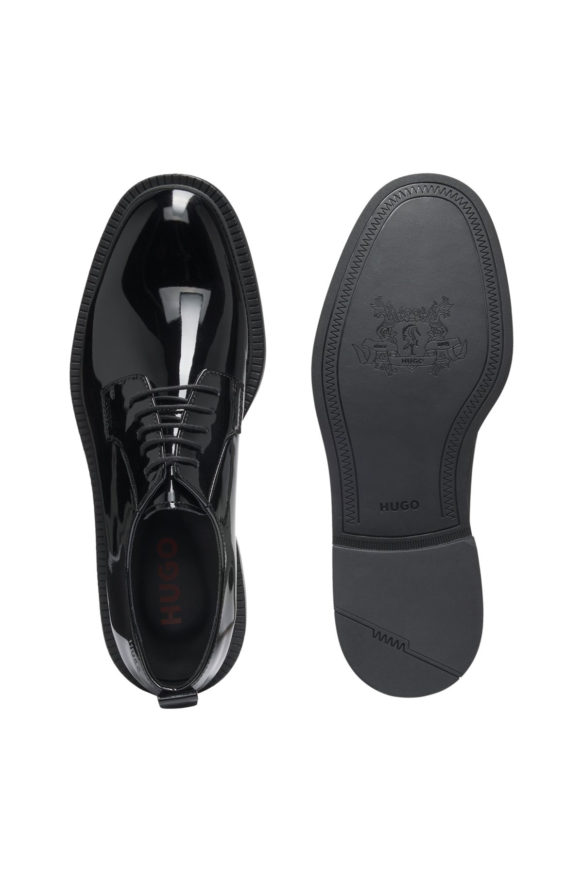 PATENT-LEATHER DERBY SHOES WITH EMBOSSED LOGO - 4