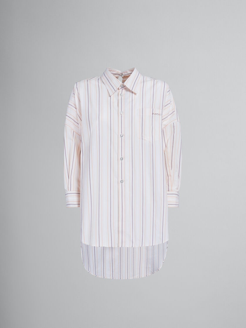 WHITE STRIPED ORGANIC COTTON SHIRT WITH LOW BACK - 1