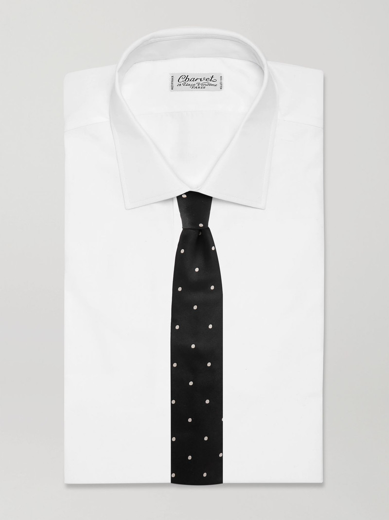 TOM FORD 8cm Polka-Dot Silk-Satin Tie Black outlook
