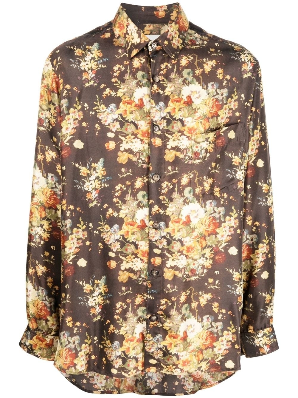 floral-print long-sleeve pyjama shirt - 1