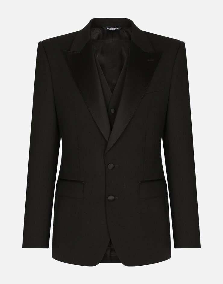 Three-piece Sicilia-fit suit in stretch wool - 1