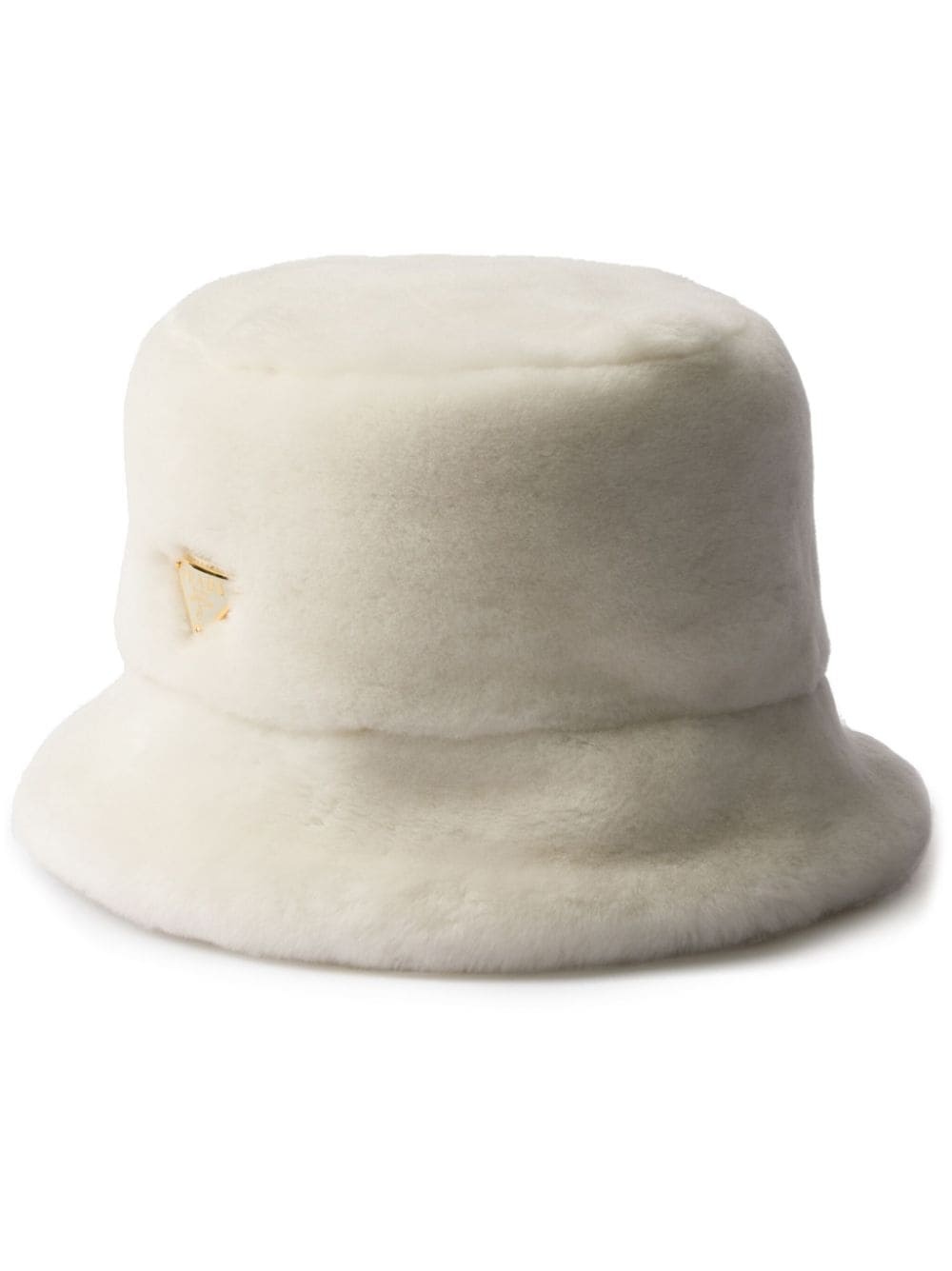 triangle-logo shearling bucket hat - 1