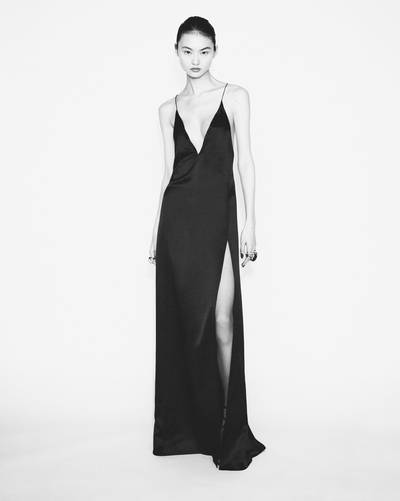 SAINT LAURENT long sleeveless dress in washed satin outlook