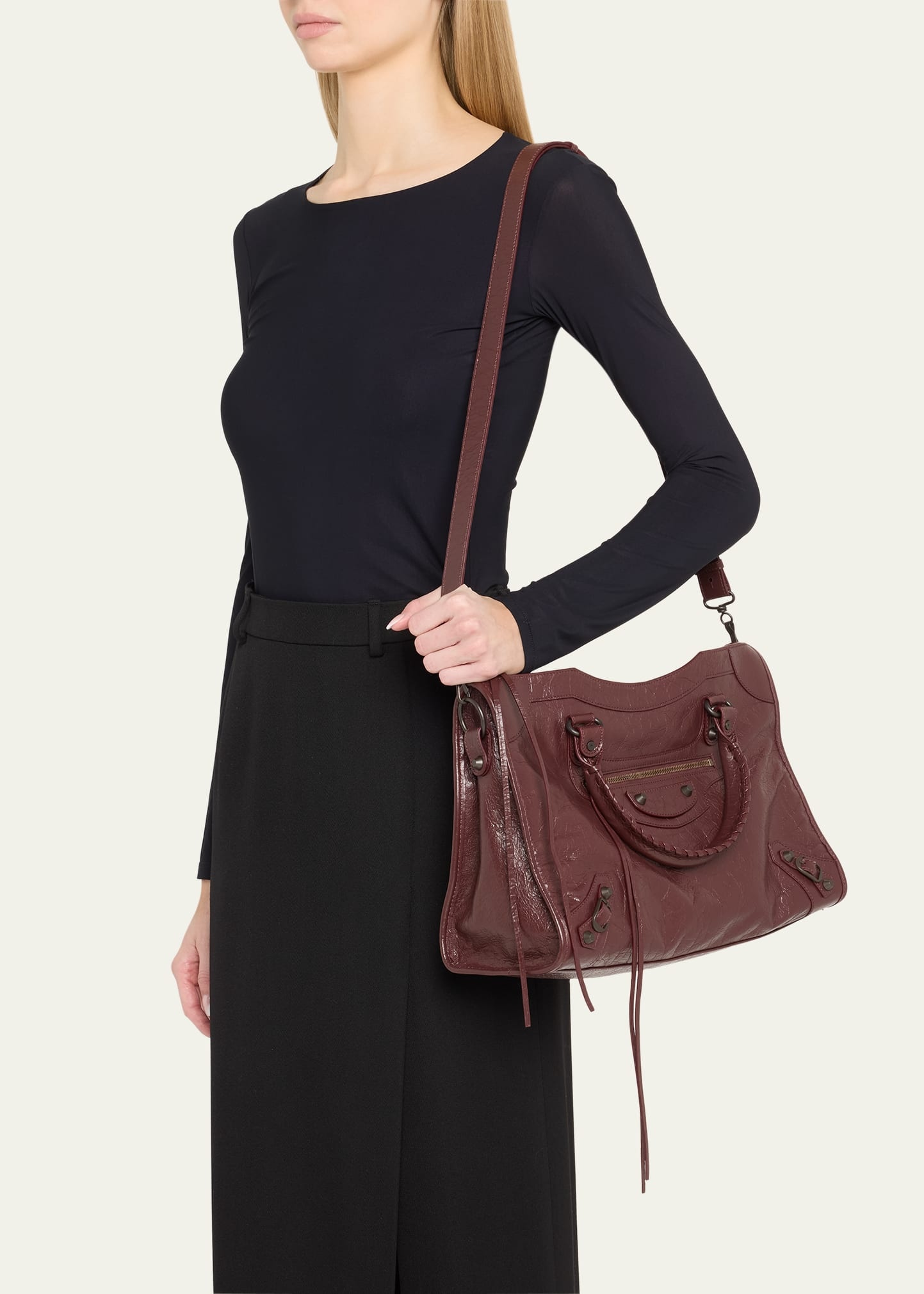 Le City Medium Crinkled Leather Top-Handle Bag - 2