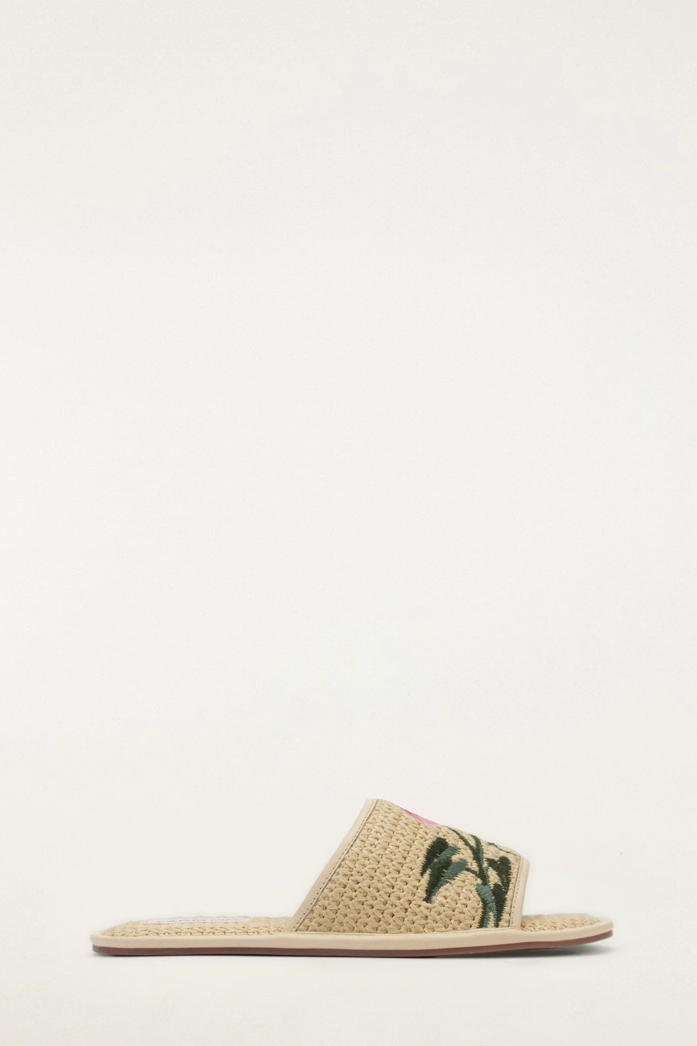 Raffia Farm Hotel Embroidered Slide Sandal - 1