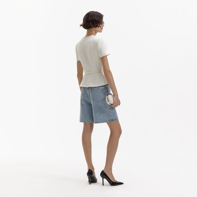 self-portrait Cream Boucle Top outlook