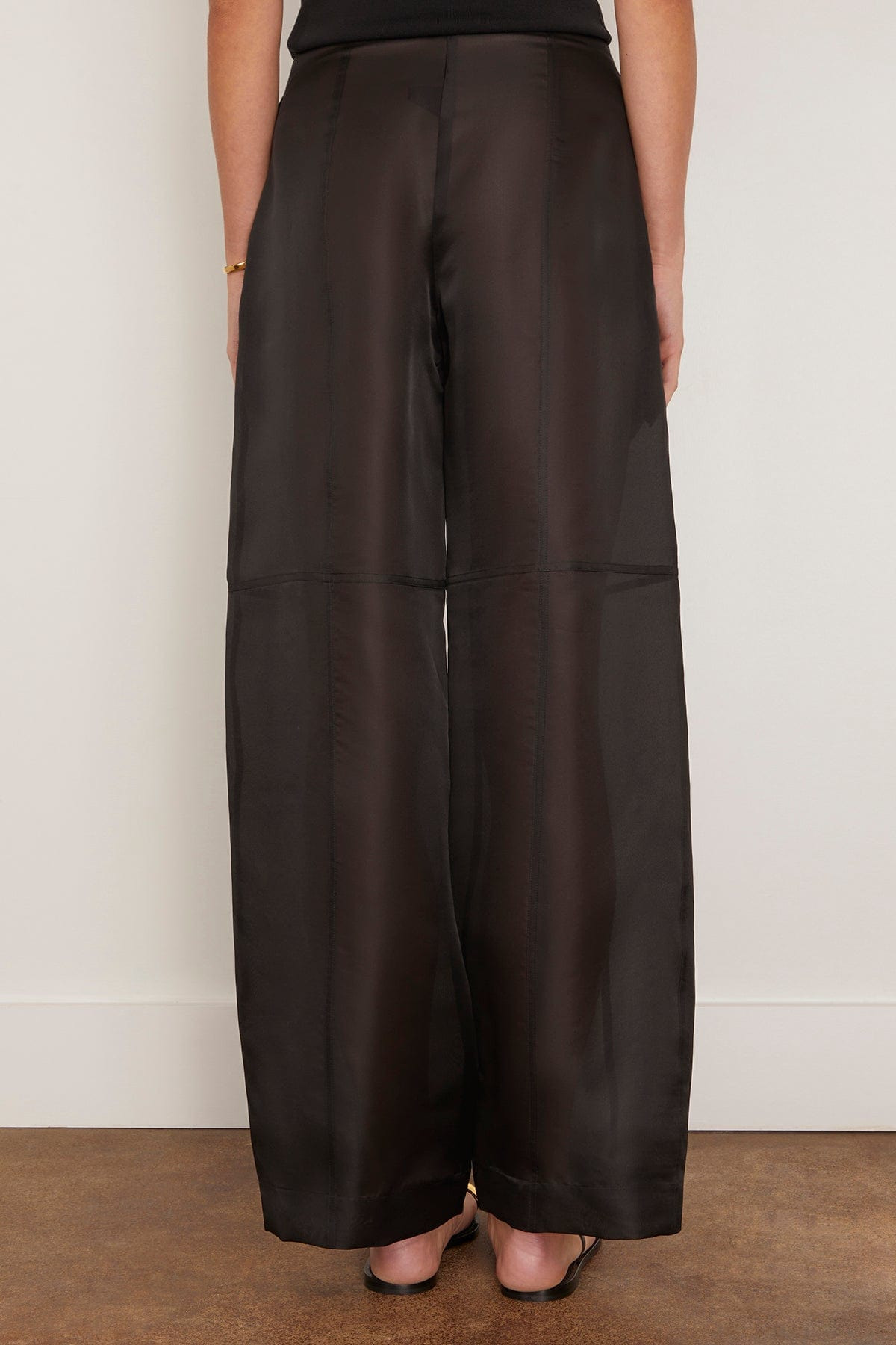 Organza Silk Parachute Trousers in Black - 4